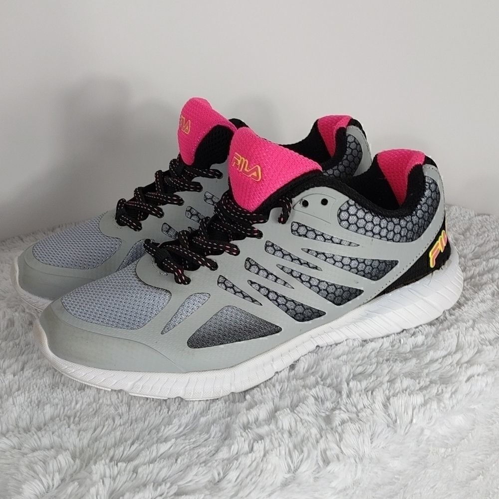 Fila Gray/Pink Lace-up Running Shoes